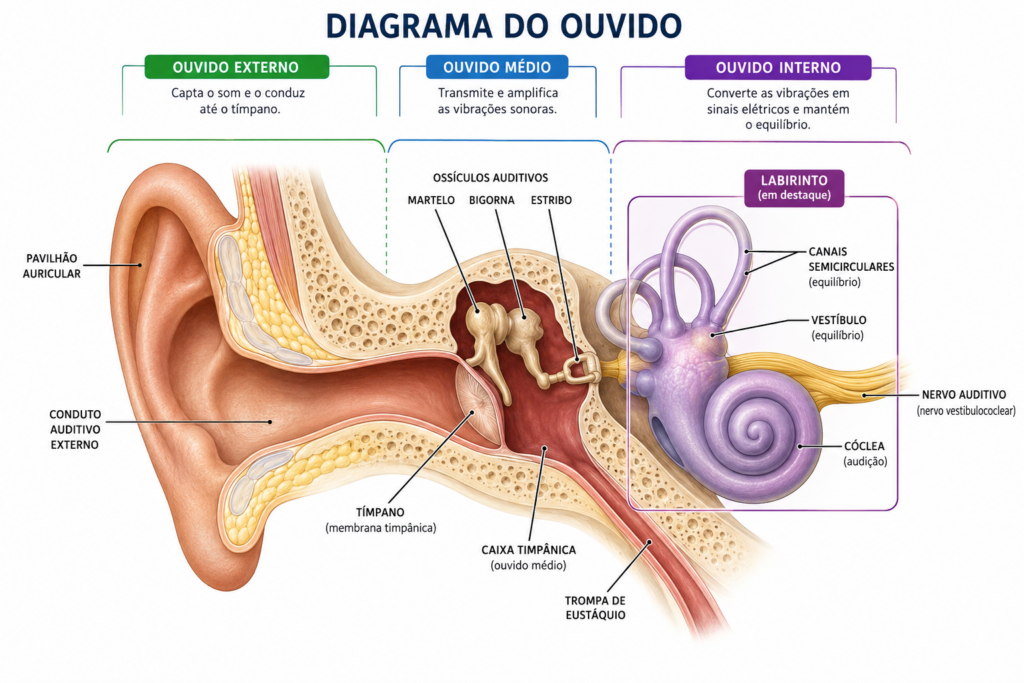 O que é o labirinto do ouvido e onde fica